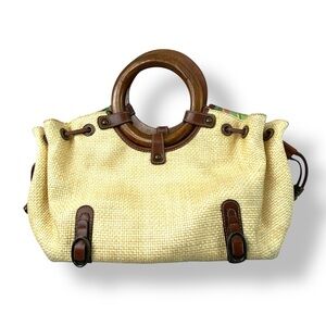 Fossil Woven Straw Ring Handle Hand Bag